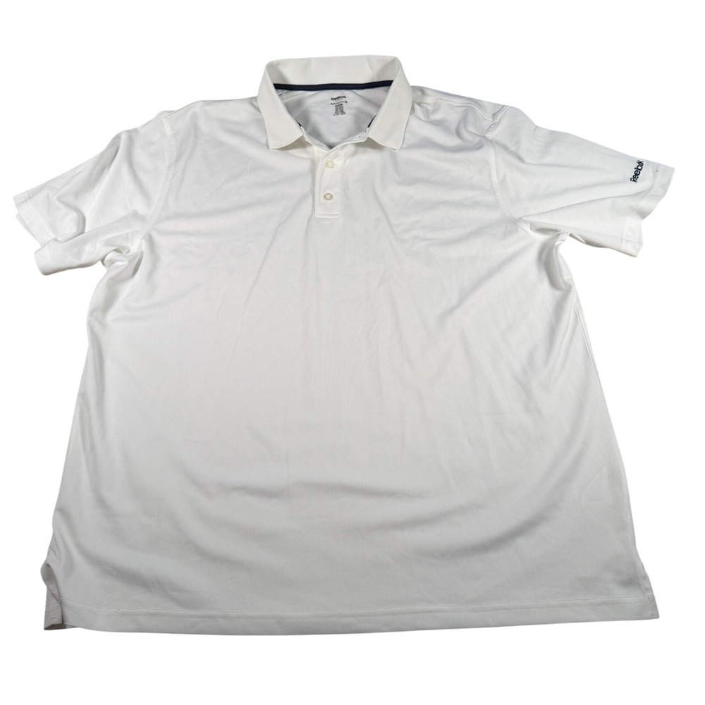 Reebok‎ Golf Polo Shirt Mens 2XL White PlayDry UPF 15 Short Sleeve Comfort NEW
